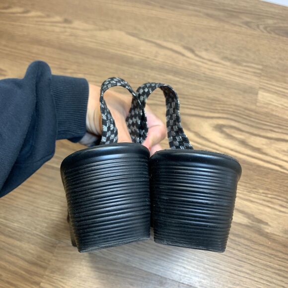 Bernie Mev Wedge Sandal Slip-On Open Toe Women’s Size 41 US 10 Black Blue Gray - Picture 8 of 11